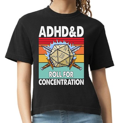 Adhd Roll For Concentration Funny Gamer Comfort Colors Boxy T-Shirt