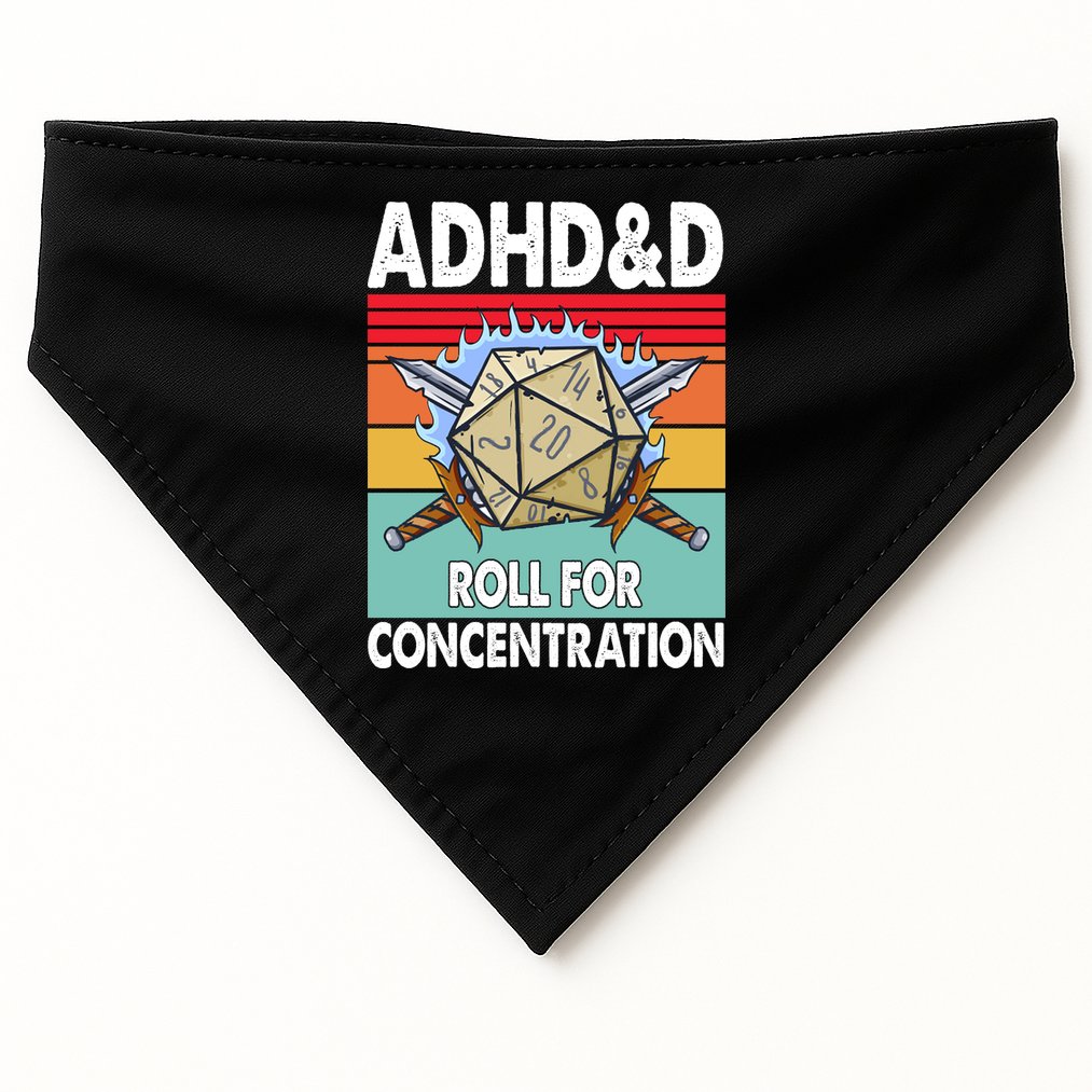 Adhd Roll For Concentration Funny Gamer USA-Made Doggie Bandana