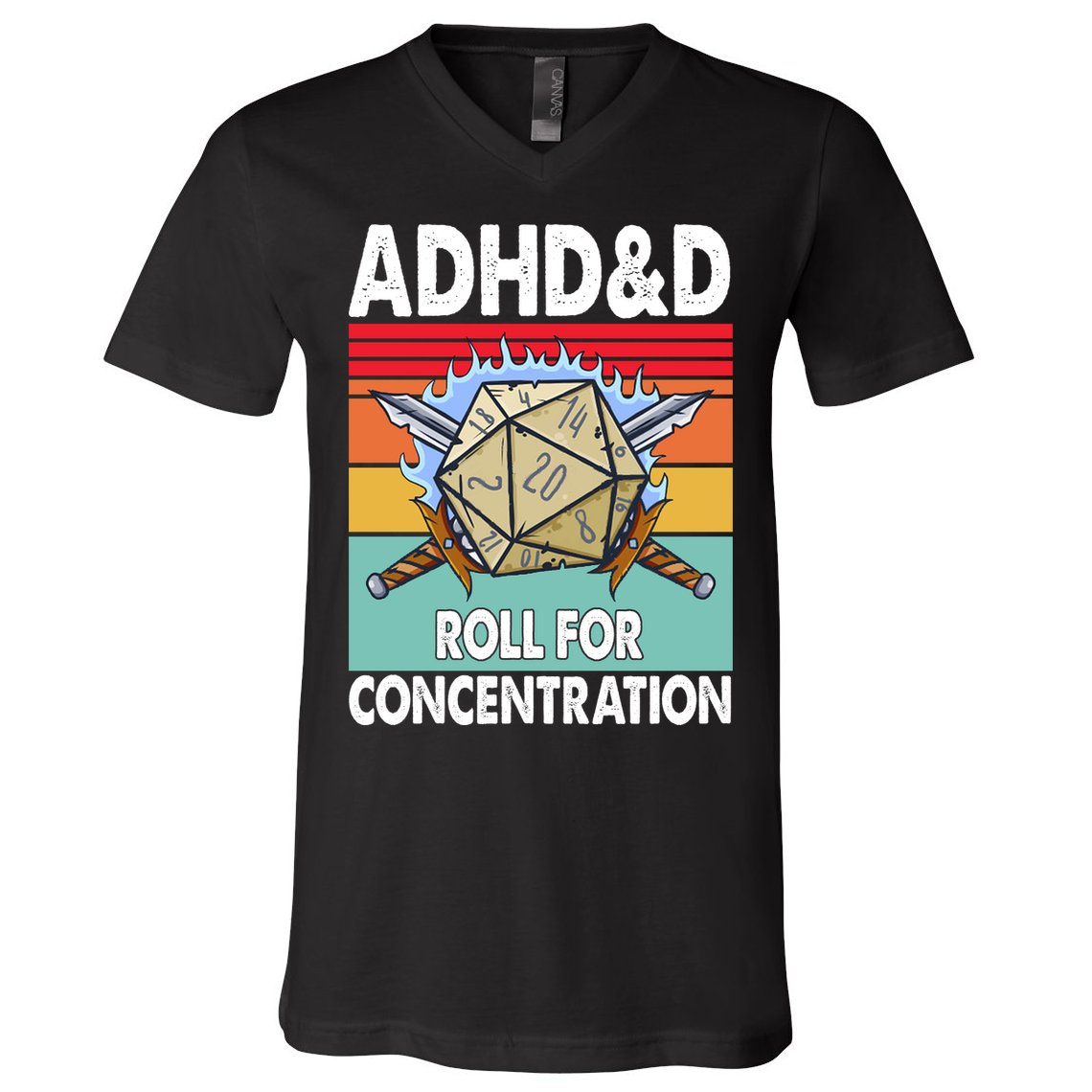 Adhd Roll For Concentration Funny Gamer V-Neck T-Shirt