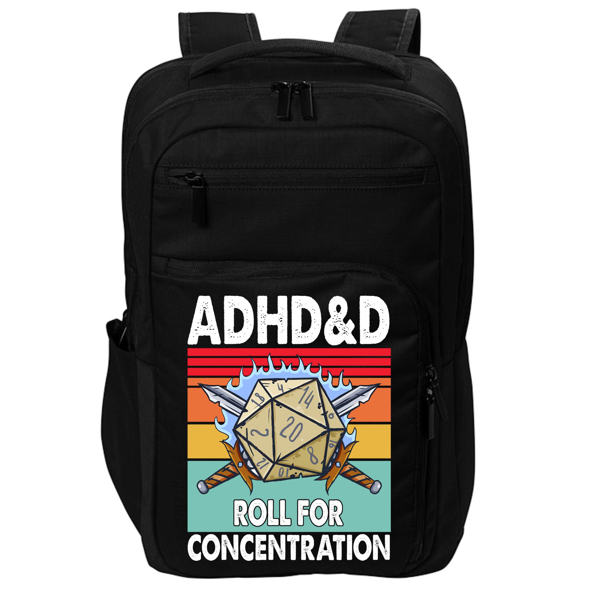 Adhd Roll For Concentration Funny Gamer Impact Tech Backpack