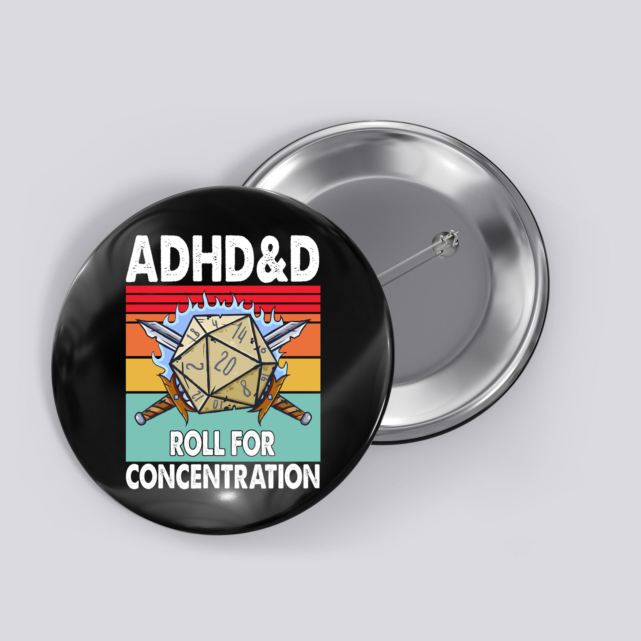 Adhd Roll For Concentration Funny Gamer Button
