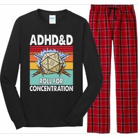 Adhd Roll For Concentration Funny Gamer Long Sleeve Pajama Set