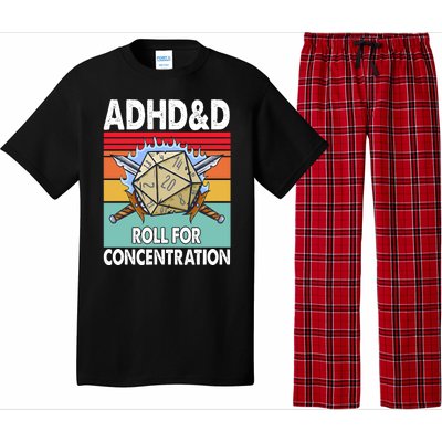 Adhd Roll For Concentration Funny Gamer Pajama Set