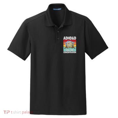 Adhd Roll For Concentration Funny Gamer Dry Zone Grid Polo