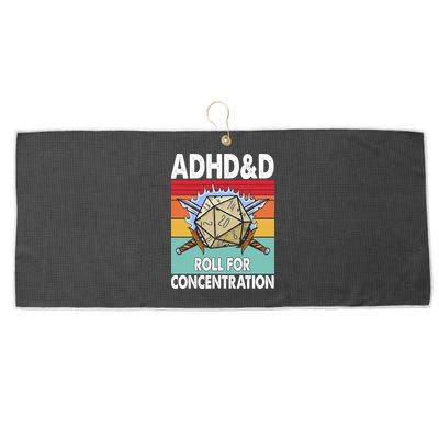 Adhd Roll For Concentration Funny Gamer Large Microfiber Waffle Golf Towel