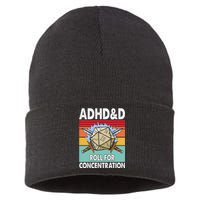 Adhd Roll For Concentration Funny Gamer Sustainable Knit Beanie