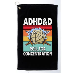 Adhd Roll For Concentration Funny Gamer Platinum Collection Golf Towel