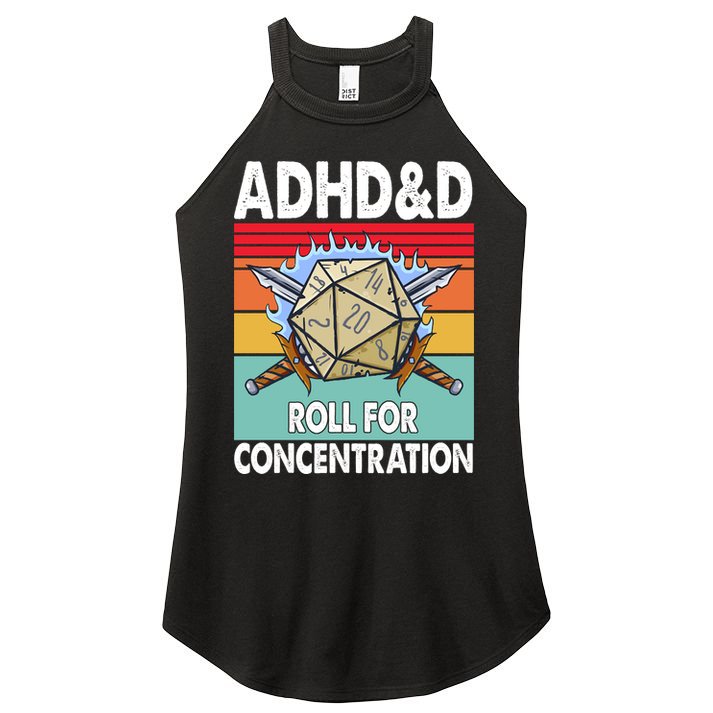Adhd Roll For Concentration Funny Gamer Women's Perfect Tri Rocker Tank