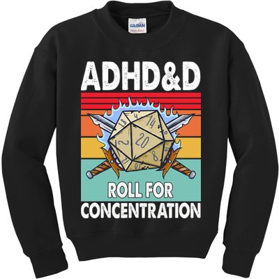 Adhd Roll For Concentration Funny Gamer Kids Sweatshirt