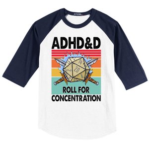 Adhd Roll For Concentration Funny Gamer Baseball Sleeve Shirt