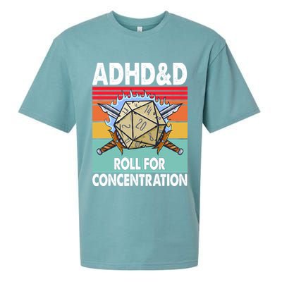 Adhd Roll For Concentration Funny Gamer Sueded Cloud Jersey T-Shirt