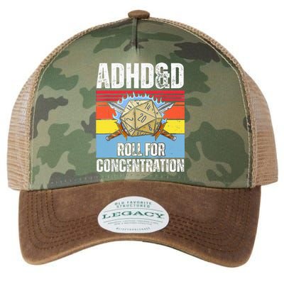 Adhd&D Roll For Concentration Funny Gamer Legacy Tie Dye Trucker Hat