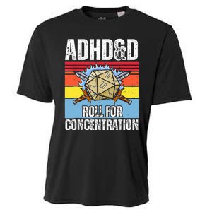 Adhd&D Roll For Concentration Funny Gamer Cooling Performance Crew T-Shirt