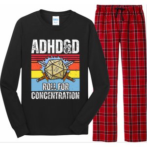 Adhd&D Roll For Concentration Funny Gamer Long Sleeve Pajama Set