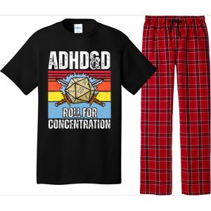 Adhd&D Roll For Concentration Funny Gamer Pajama Set