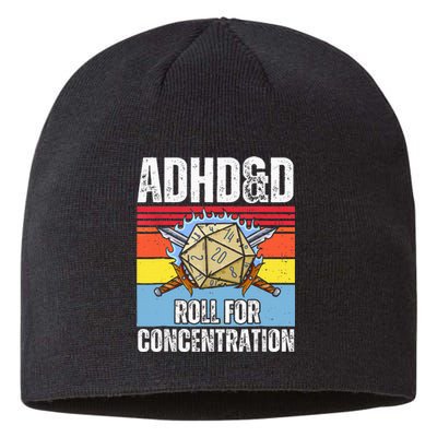 Adhd&D Roll For Concentration Funny Gamer Sustainable Beanie