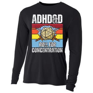 Adhd&D Roll For Concentration Funny Gamer Cooling Performance Long Sleeve Crew