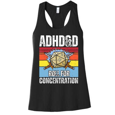 Adhd&D Roll For Concentration Funny Gamer Women's Racerback Tank