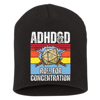 Adhd&D Roll For Concentration Funny Gamer Short Acrylic Beanie