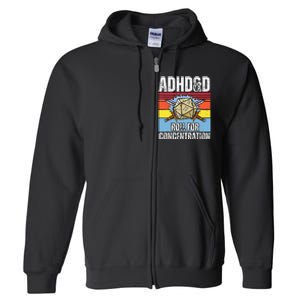 Adhd&D Roll For Concentration Funny Gamer Full Zip Hoodie