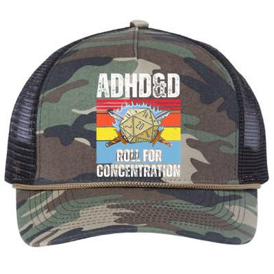 Adhd&D Roll For Concentration Funny Gamer Retro Rope Trucker Hat Cap