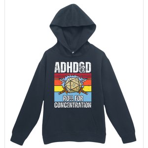 Adhd&D Roll For Concentration Funny Gamer Urban Pullover Hoodie