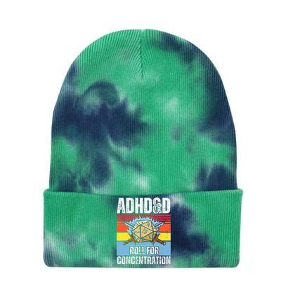 Adhd&D Roll For Concentration Funny Gamer Tie Dye 12in Knit Beanie