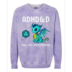 ADHD&D Roll For Concentration Cute Dragon  Colorblast Crewneck Sweatshirt