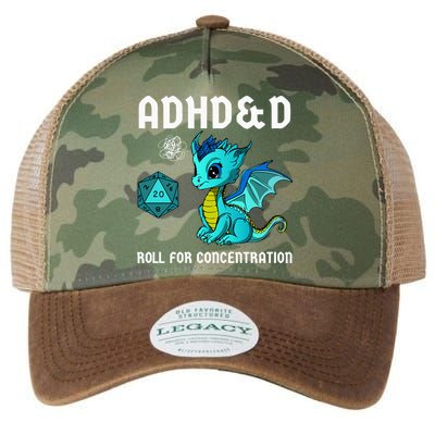 ADHD&D Roll For Concentration Cute Dragon  Legacy Tie Dye Trucker Hat