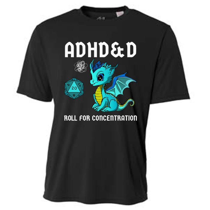 ADHD&D Roll For Concentration Cute Dragon  Cooling Performance Crew T-Shirt