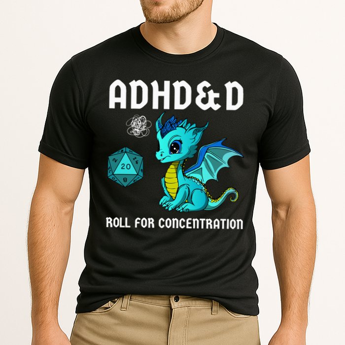 ADHD&D Roll For Concentration Cute Dragon  Cooling Performance Crew T-Shirt