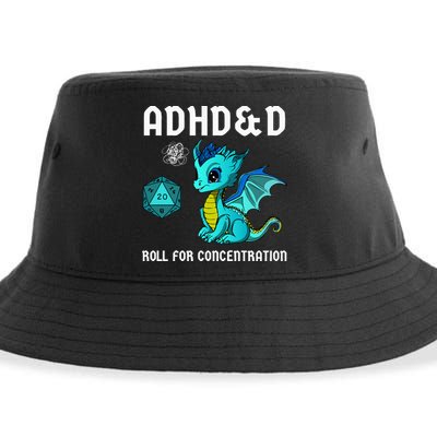 ADHD&D Roll For Concentration Cute Dragon  Sustainable Bucket Hat