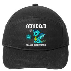 ADHD&D Roll For Concentration Cute Dragon  7-Panel Snapback Hat