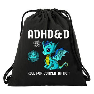 ADHD&D Roll For Concentration Cute Dragon  Drawstring Bag