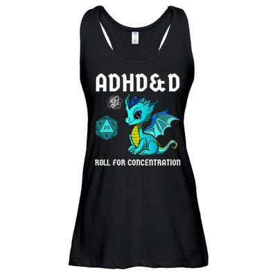 ADHD&D Roll For Concentration Cute Dragon  Ladies Essential Flowy Tank