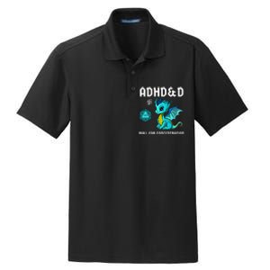 ADHD&D Roll For Concentration Cute Dragon  Dry Zone Grid Polo