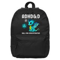 ADHD&D Roll For Concentration Cute Dragon  16 in Basic Backpack