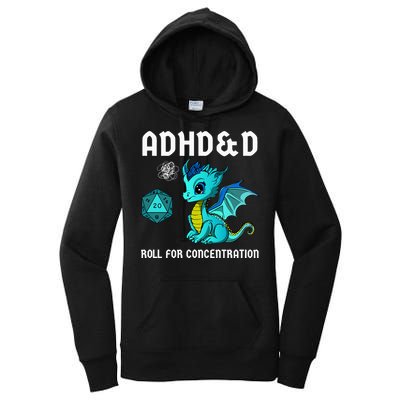 ADHD&D Roll For Concentration Cute Dragon  Women's Pullover Hoodie