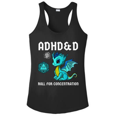 ADHD&D Roll For Concentration Cute Dragon  Ladies PosiCharge Competitor Racerback Tank