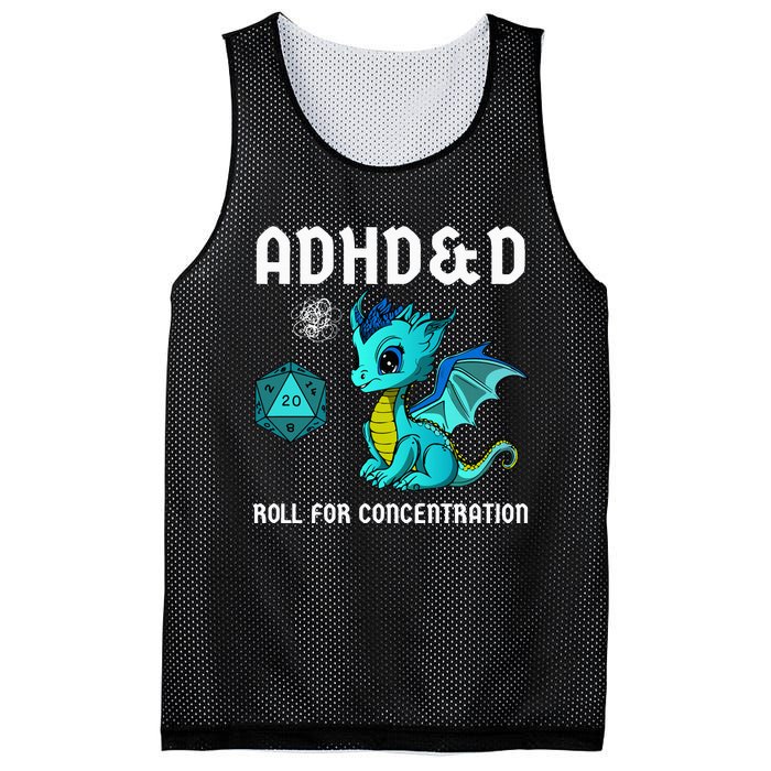 ADHD&D Roll For Concentration Cute Dragon  Mesh Reversible Basketball Jersey Tank