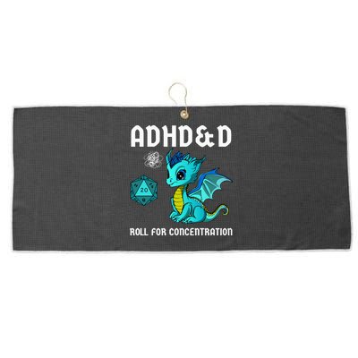 ADHD&D Roll For Concentration Cute Dragon  Large Microfiber Waffle Golf Towel