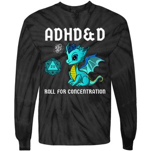 ADHD&D Roll For Concentration Cute Dragon  Tie-Dye Long Sleeve Shirt