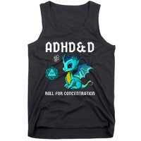 ADHD&D Roll For Concentration Cute Dragon  Tank Top