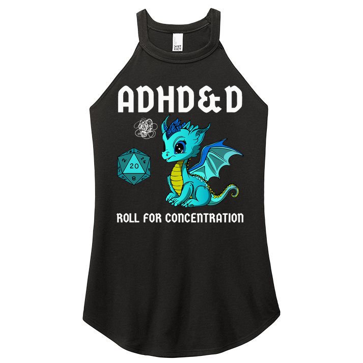 ADHD&D Roll For Concentration Cute Dragon  Women's Perfect Tri Rocker Tank