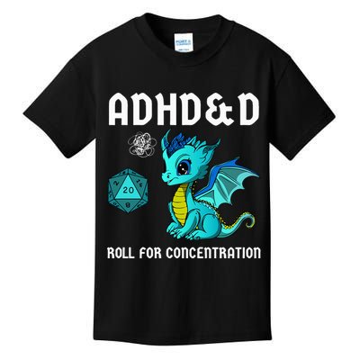 ADHD&D Roll For Concentration Cute Dragon  Kids T-Shirt
