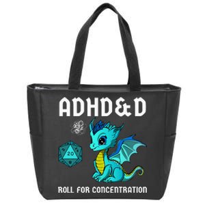 ADHD&D Roll For Concentration Cute Dragon  Zip Tote Bag