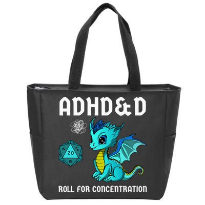 ADHD&D Roll For Concentration Cute Dragon  Zip Tote Bag