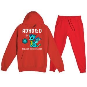 ADHD&D Roll For Concentration Cute Dragon  Premium Hooded Sweatsuit Set