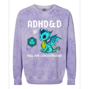 Adhd&D Roll For Concentration Cute Dragon Colorblast Crewneck Sweatshirt