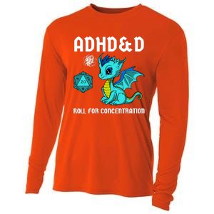 Adhd&D Roll For Concentration Cute Dragon Cooling Performance Long Sleeve Crew